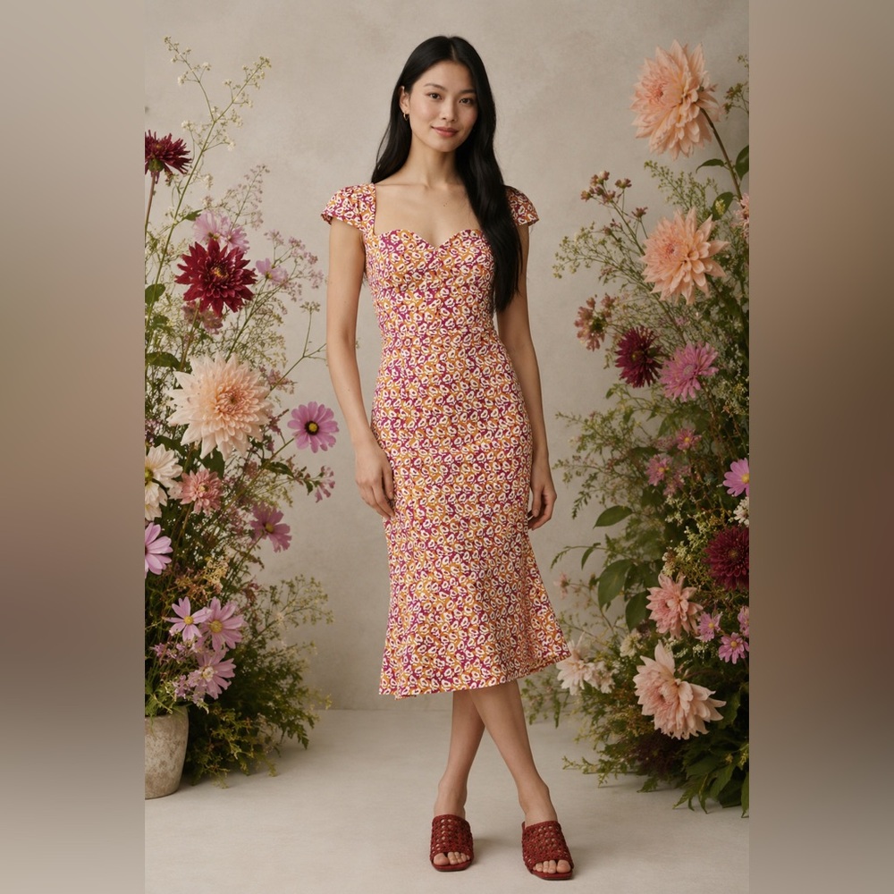 The Cecily Fit & Flare sweetheart Midi Dress by Maeve
